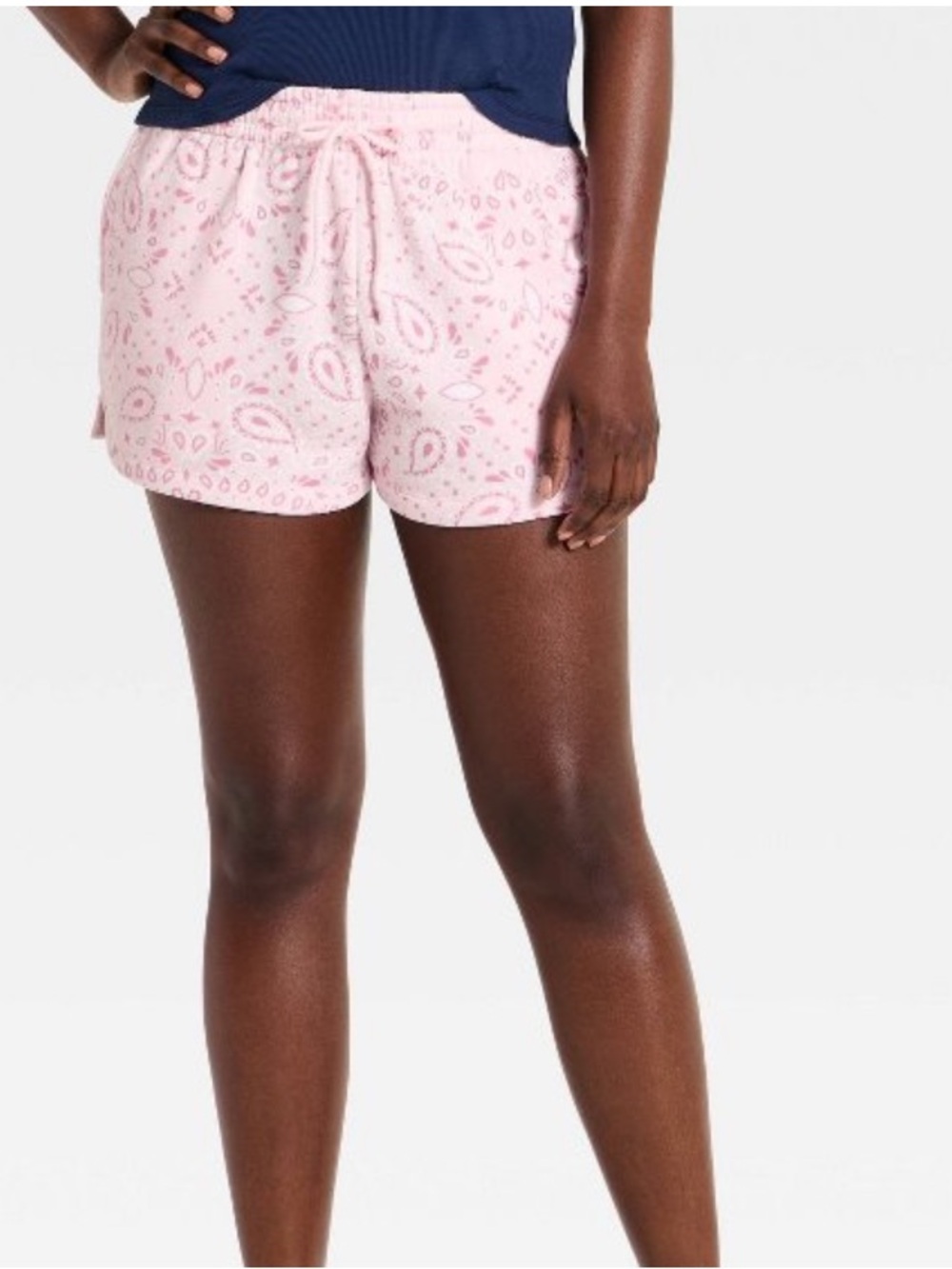 Pink paisley jogger shorts